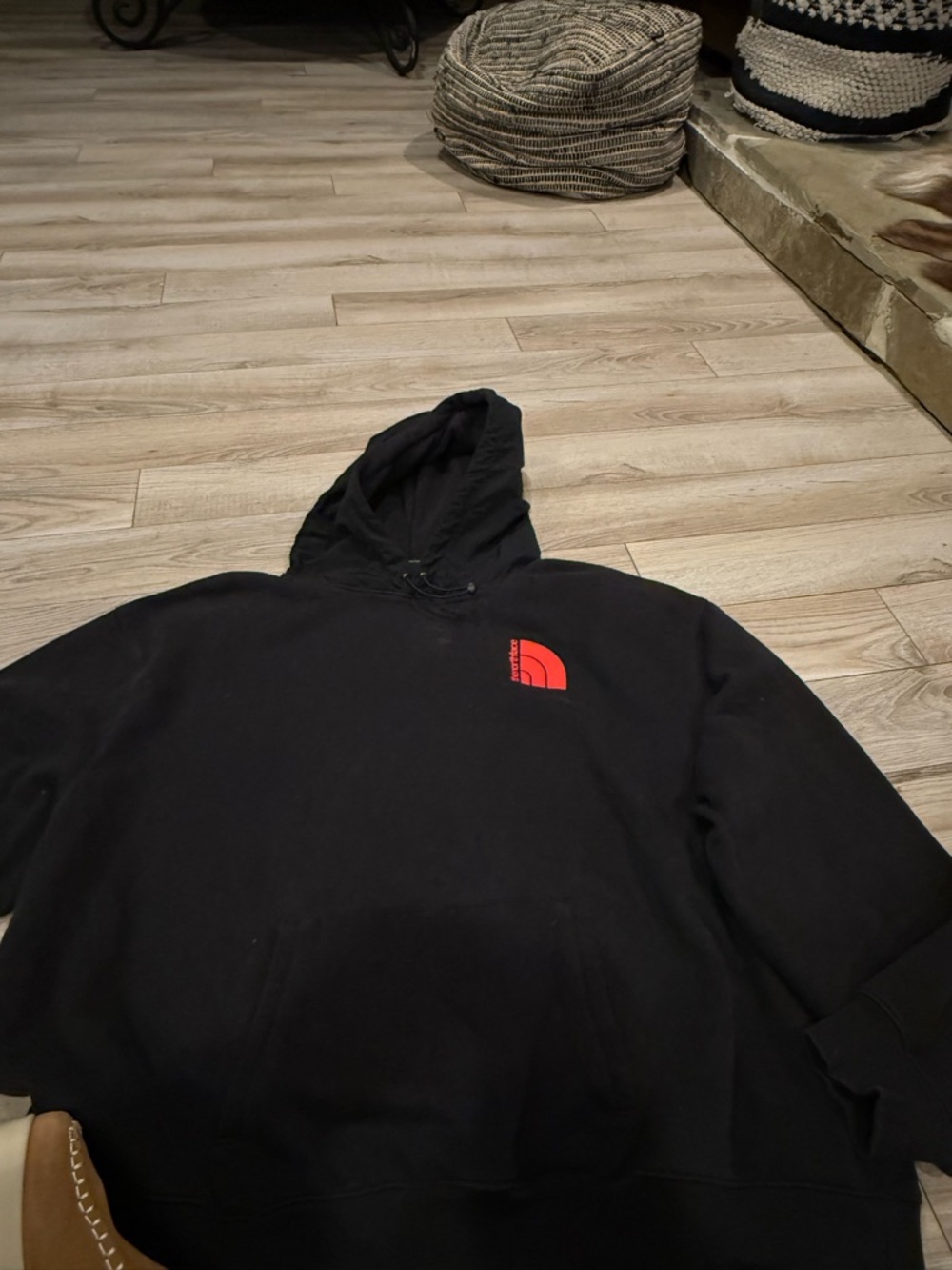 The North Face Black Hoodie with Orange Logo